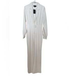 Michael Costello x Revolve Ivory Wide Leg Long Sleeve Jumpsuit Size M NWT